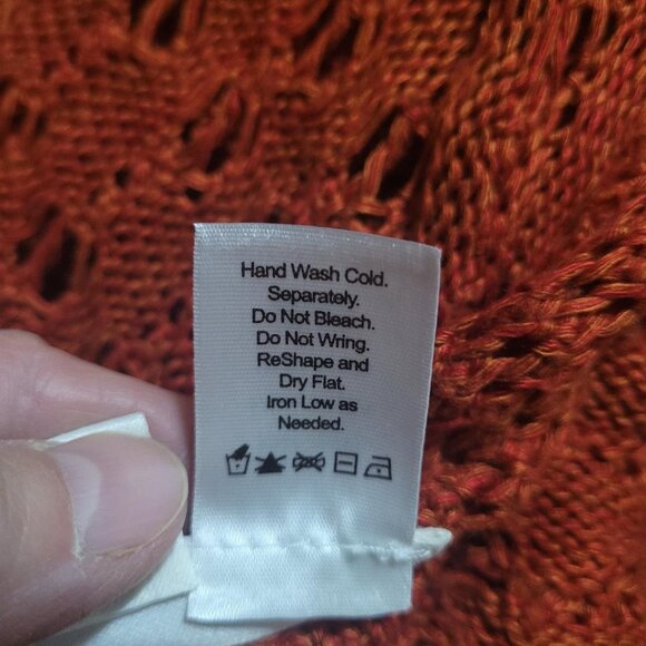 Coldwater Creek Open Knit Short Sleeved Cardigan - Orange - Picture 4 of 5